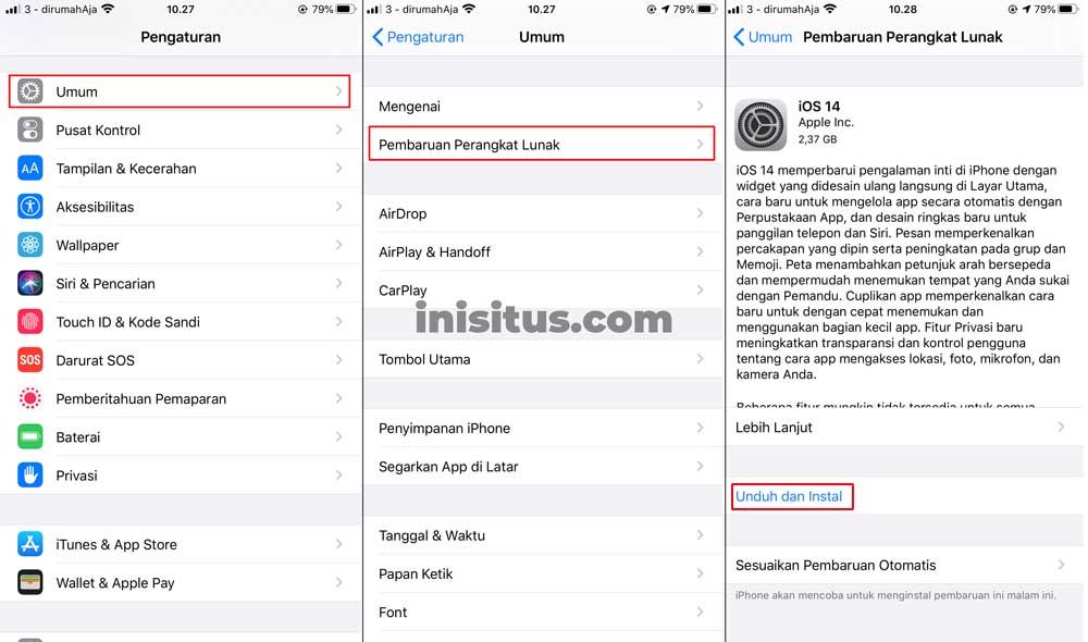 cara upgrade ios pakai wifi