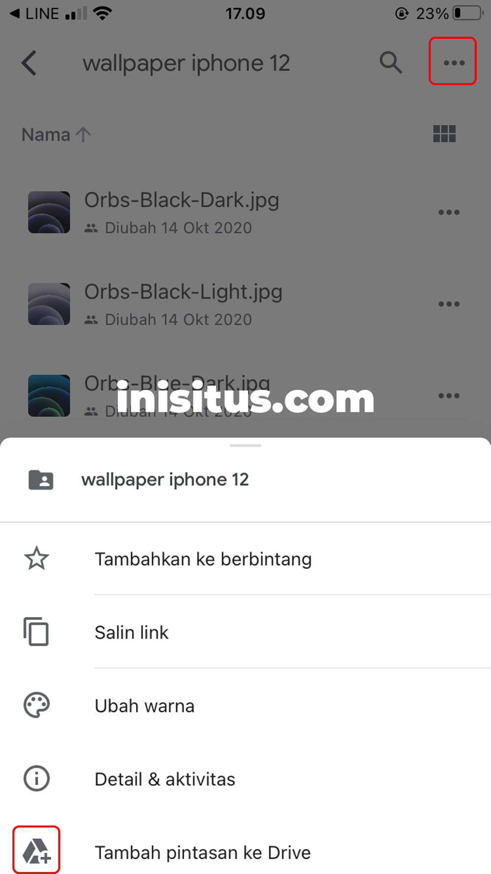 menambahkan pintasan dari google drive